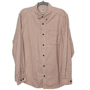 LL Bean Mens Cotton Shirt L Reg Long Sleeve Slightly Fitted Plaid  Button Down